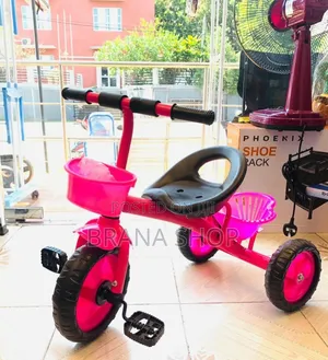 Tricycle ya Watoto na Kikapu - Pink