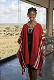 Ruana Shawl / Poncho ya Ruwaza ya Mara - 3