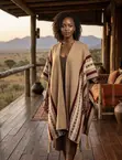 Ruana Shawl / Poncho ya Ruwaza ya Mara - 4