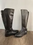 Clarks Black Leather Calf Length Boots (Size 38.5) - 1