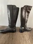 Clarks Black Leather Calf Length Boots (Size 38.5) - 2