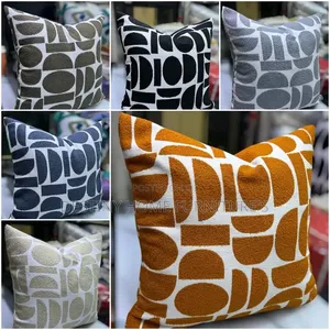 7 Decorative Pillows - Light Gray Floral Polyester