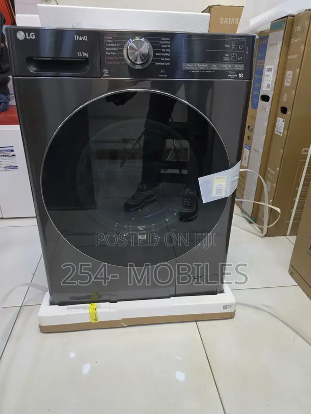 LG 12/8kg F4V9BDP2EE Front Load Washer Dryer - Black - 1