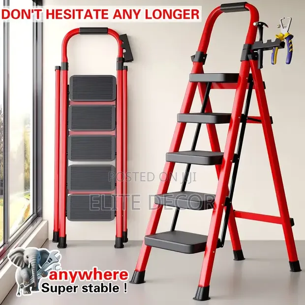 Velton 5-Step Folding Steel Ladder - Heavy Duty - 1