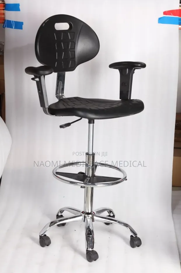 Height Adjustable Doctor's Chair with Backrest - 1