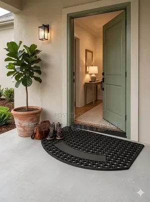 Heavy Duty Non-Slip Rubber Doormat - Nyeusi