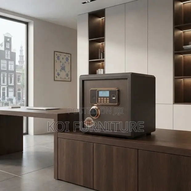 Brown 28kg Office/Home Metallic Cash Box Safe - 1