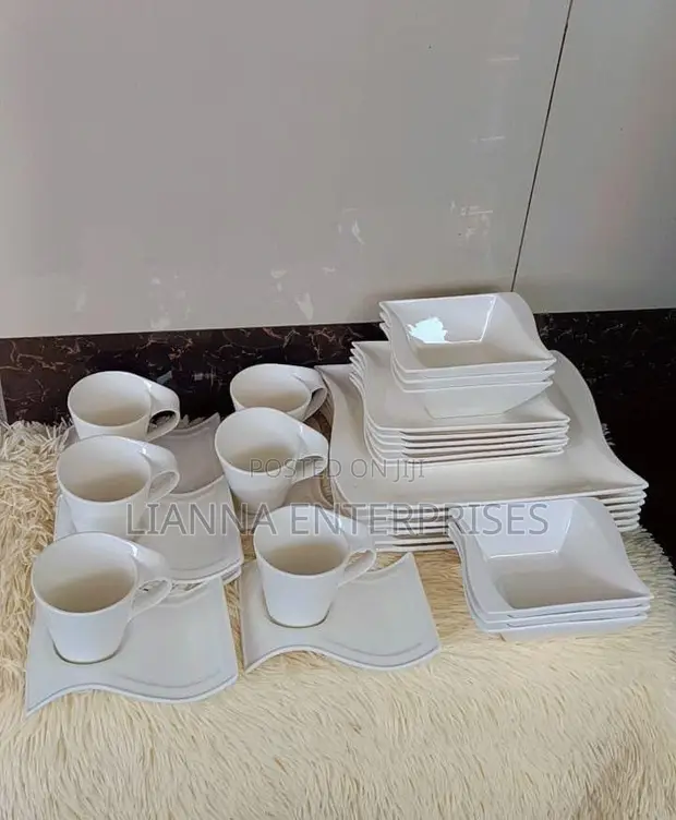 Wavy White Dinner Set - Mpya Kabisa - 1