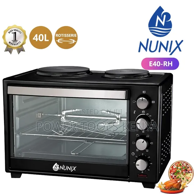 Nunix 40L Oven ya Rotisserie ya Umeme na Hot Plate Mbili - 1
