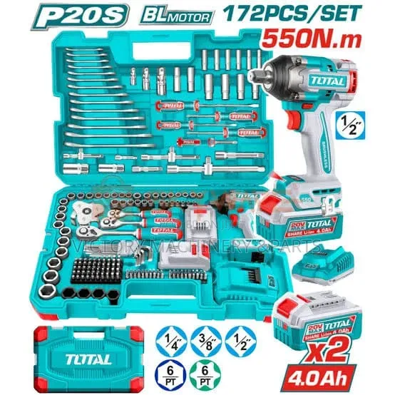 Total 172 Pcs Cordless Impact Wrench Tool Set - THKTHP41728 - 1