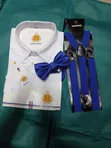 Seti ya Royal Blue ya Suspender, Bowtie, na Shati - 2