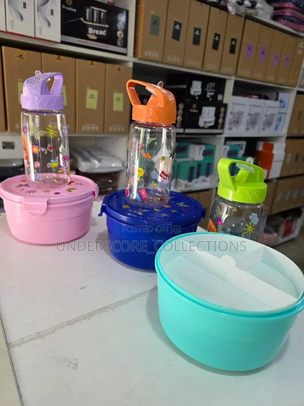 2pcs Cartoon Kids Lunch Box & Snacks Box with Water Bottle - 1