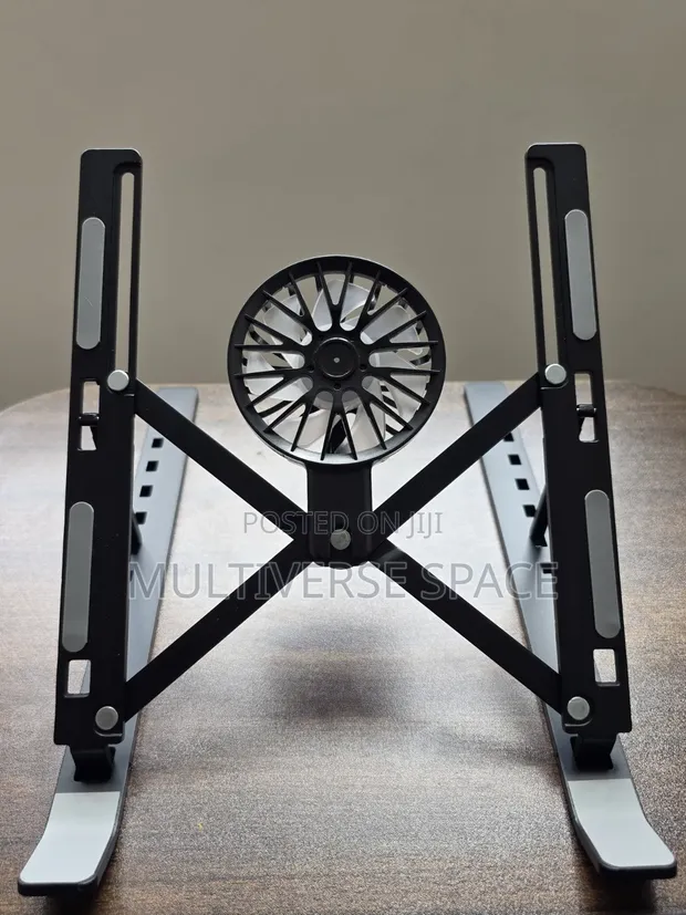 Portable Metallic Laptop Stand with Cooling Fan - 1