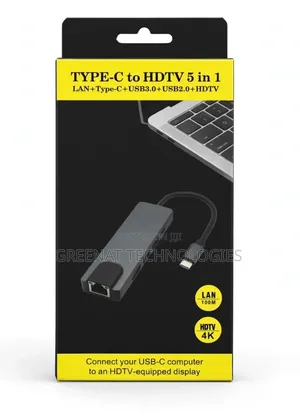 5-in-1 USB-C Hub: 4K HDMI, LAN, PD Charging, USB 3.0/2.0
