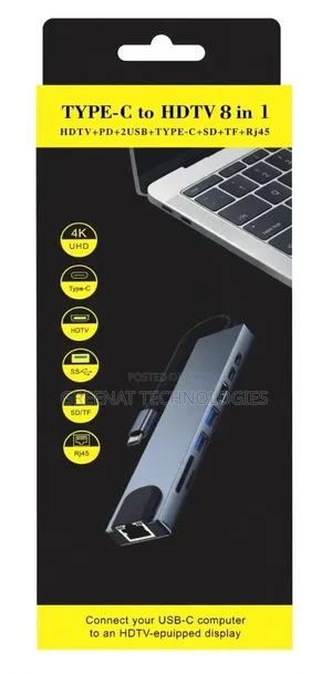 8-in-1 USB-C Hub na HDMI, PD 100W, USB 3.0