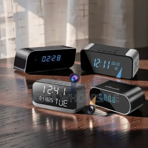 Compact Home Recorder WiFi Alarm Table Clock Hidden Spy Camera - 1