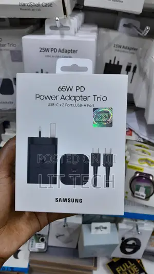 Samsung 65W Trio Super Fast Charger na Cable ya 1m - 3 Ports
