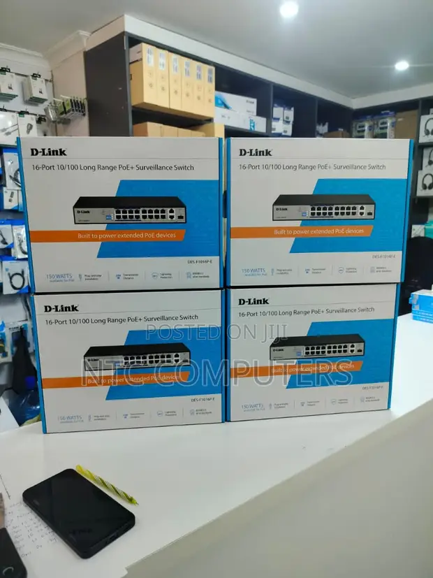 D-Link DES-F1016P-E Switch ya PoE+ ya Bandari 16 kwa CCTV - 1