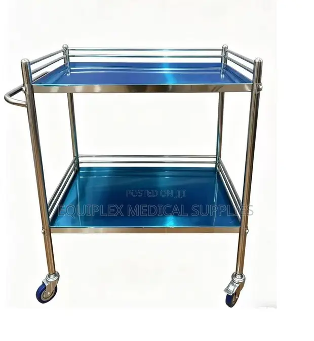Stainless Steel Hospital Instrument Trolley with Castor Wheels - 1