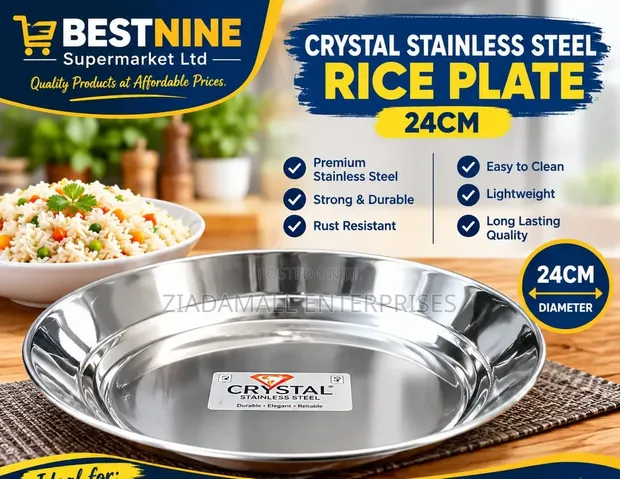 Quality Stainless Steel Rice Plate - 24cm - 1