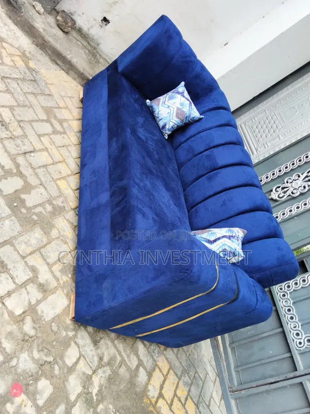 3 Seater Blue Sofa - 1