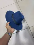 Kofia ya Fedora Nyeusi ya Bluu Yenye Brim Pana - 2