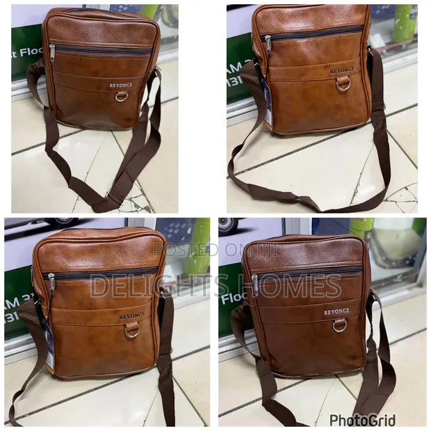Big Leather Compact Side Bag - Brown - 1