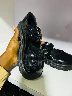 Black Leather School Shoes for Girls - Sizes 23-35