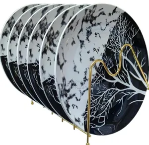 6 Pcs 10.5 Inch Handprinted Porcelain Plates