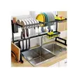 Ctystallove 2-Tier Over Sink Dish Rack - Chuma cha Kutumika Nyeusi - 1