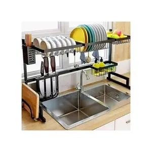 Ctystallove 2-Tier Over Sink Dish Rack - Chuma cha Kutumika Nyeusi