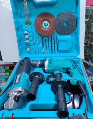 Makita Combo: 4" Electric Grinder & Drill Set
