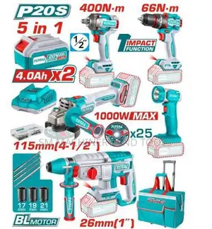 Total TCKLI20592 5-Piece Cordless Industrial Combo Kit