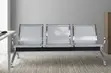 3-Person Office Waiting Bench - Silver Metal - 2