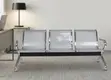 3-Person Office Waiting Bench - Silver Metal - 3