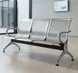 3-Person Office Waiting Bench - Silver Metal - 4