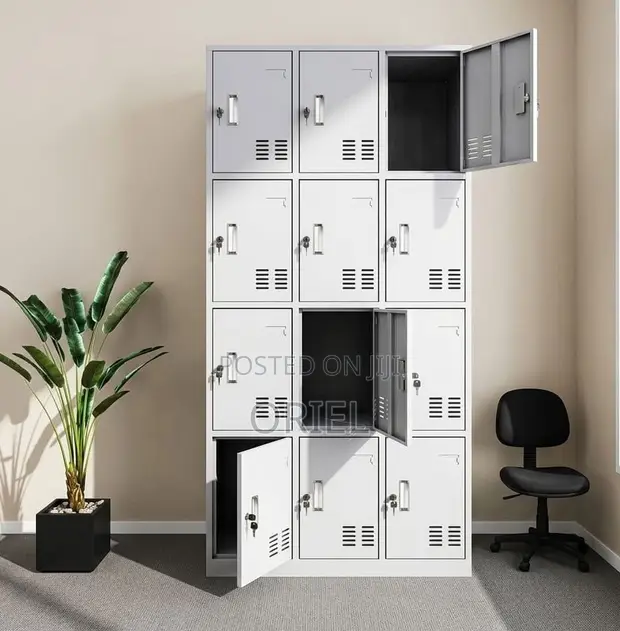 12-Locker Gym Storage Unit - Secure Steel Personal Cabinet - 1
