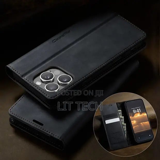 iPhone 11 Pro Max PU Leather Wallet Flip Case - Black - 1
