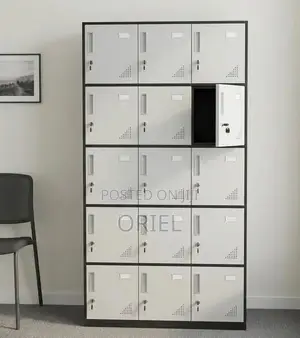 15-Locker Steel Cabinet Unit - Office Personal Storage