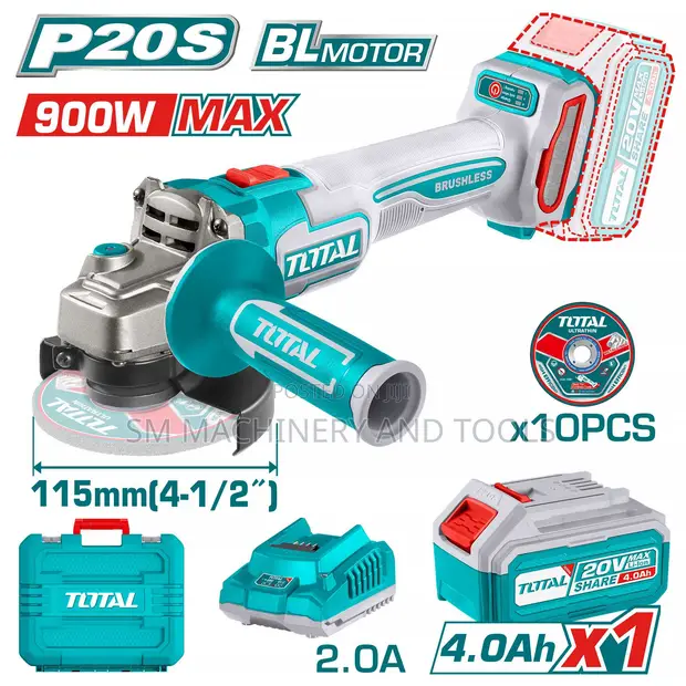 Total AGLI261521 Cordless Angle Grinder 900W 20V - 1