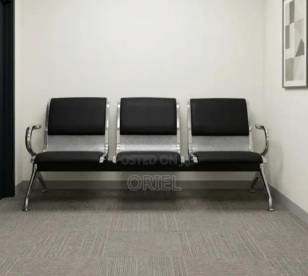 Padded 3-Person Bench - Office Reception Waiting Seat - 1