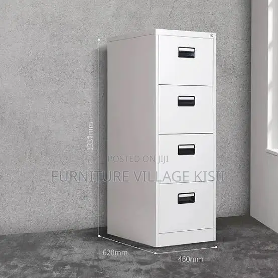 4-Drawer Metallic Filing Cabinet - White - 1