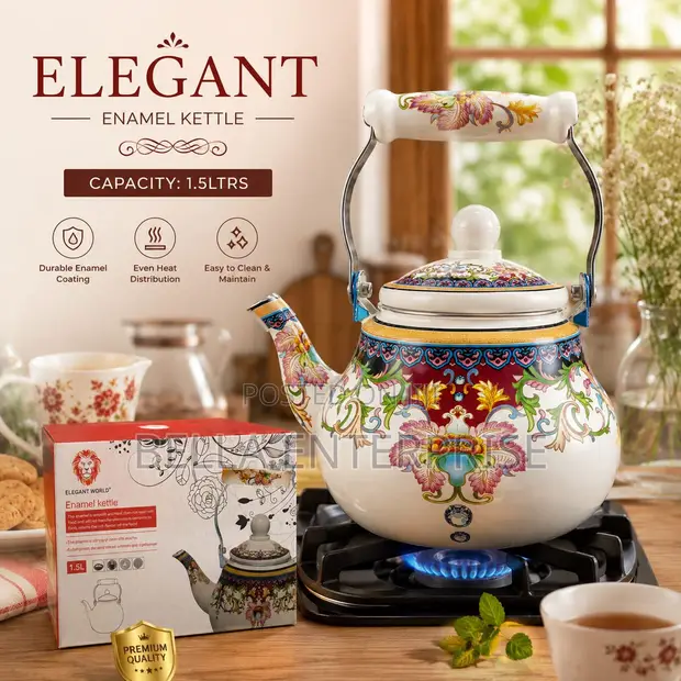 Elegant Enamel Kettle - 1.5 Litres - 1