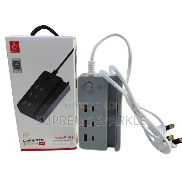 35W Travel Adapter with 3 USB-A & 3 USB-C Ports (Model: P-01) - 1