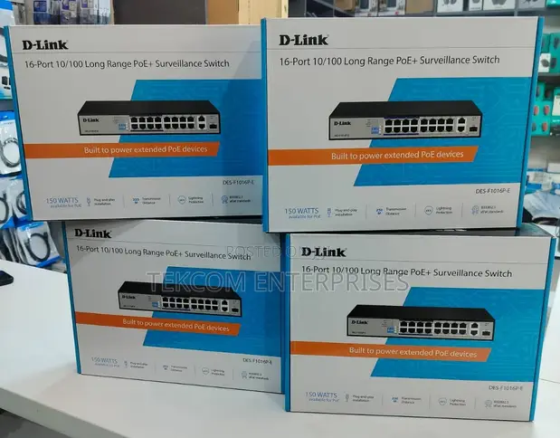 D-Link DES-F1016P-E 16-Port Unmanaged PoE+ Switch - 1