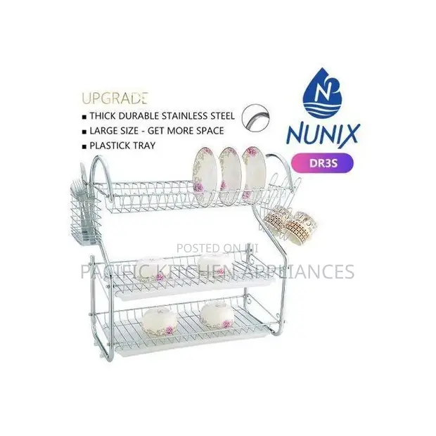 Nunix 3-Tier Stainless Steel Dish Rack - 1