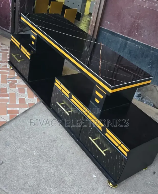 Executive TV Stand with Marble Coating and Light - 1