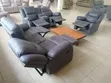 Sofa ya Recliner ya Kitambaa Nyeusi ya Kawaida, Makohozi Sita - 3