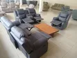 Sofa ya Recliner ya Kitambaa Nyeusi ya Kawaida, Makohozi Sita - 5