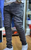 Men's Black/Grey Tapered Jeans - 2